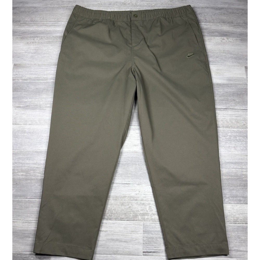 Nike Club Pants Men's XXL Olive Green Woven Tapered Embroidered HJ1997-222 NWT